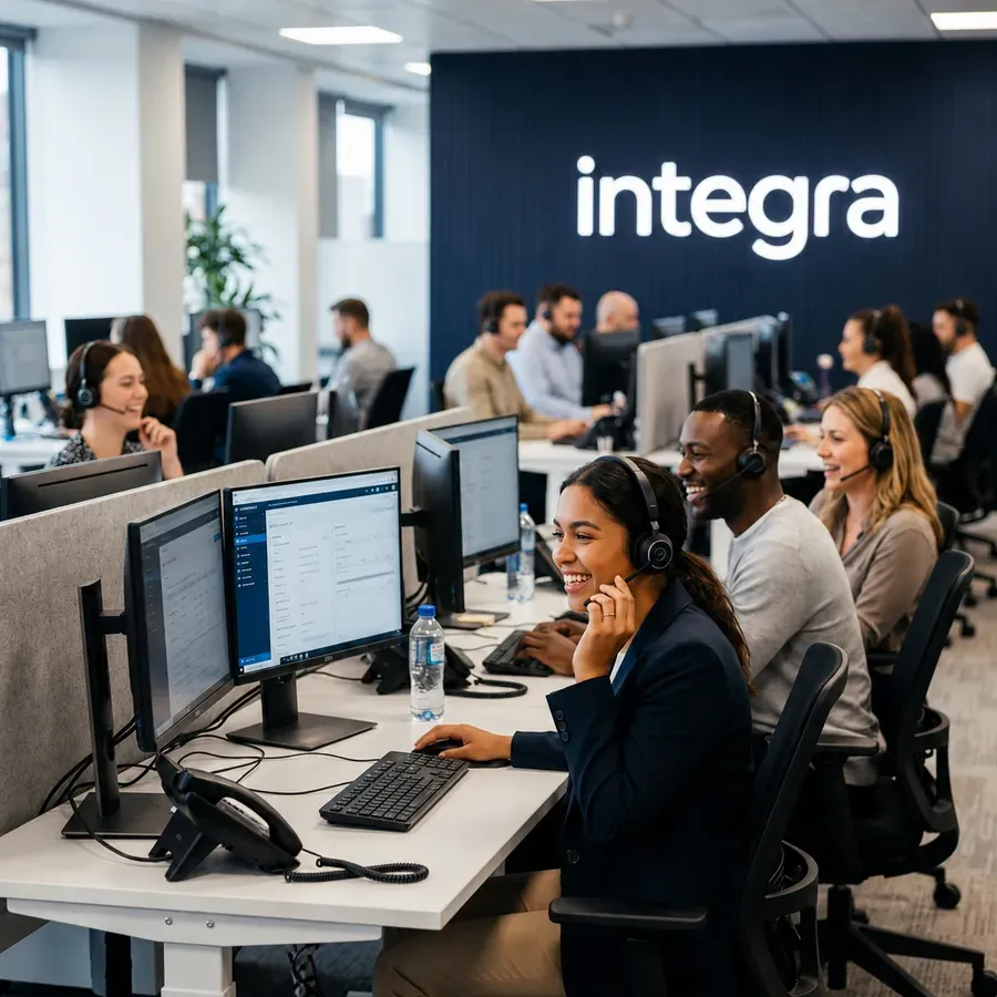 Integra Virtual Assistance team working in the office